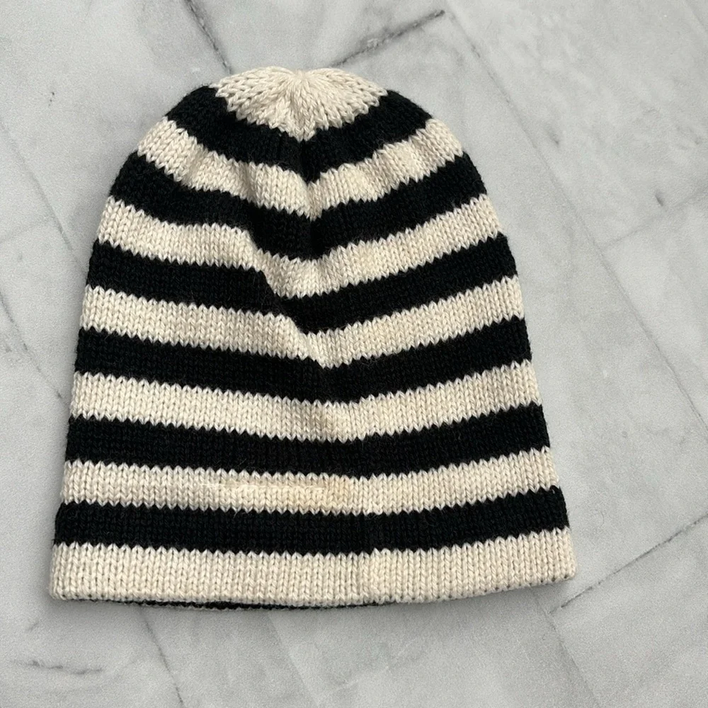 Estella Black & White Striped Organic Cotton Infant Cap